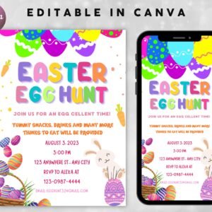 Easter Egg Hunt Flyer Printable Invite Spring Egg