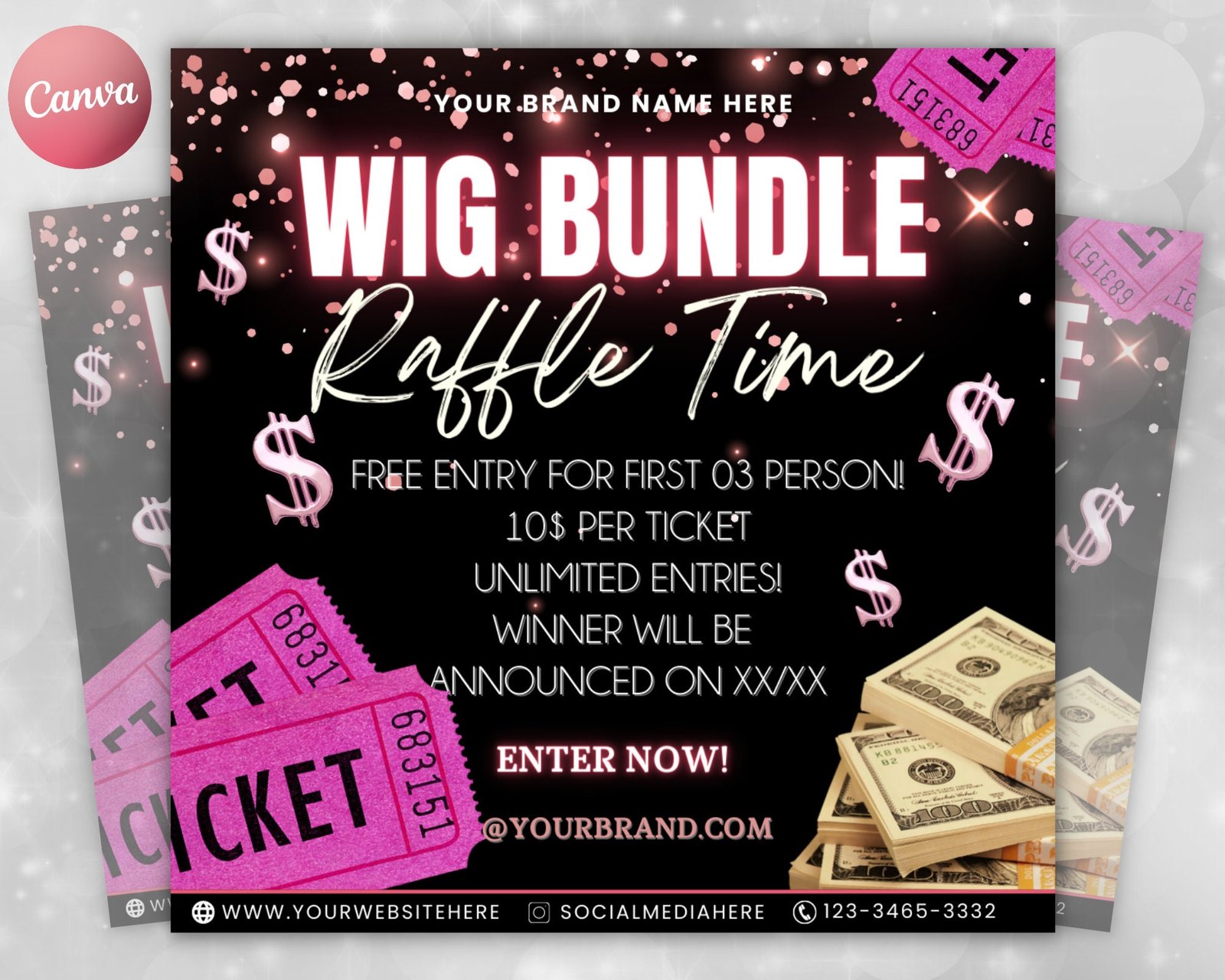 Raffle Flyer Template DIY Business Branding Giveaway Ticket
