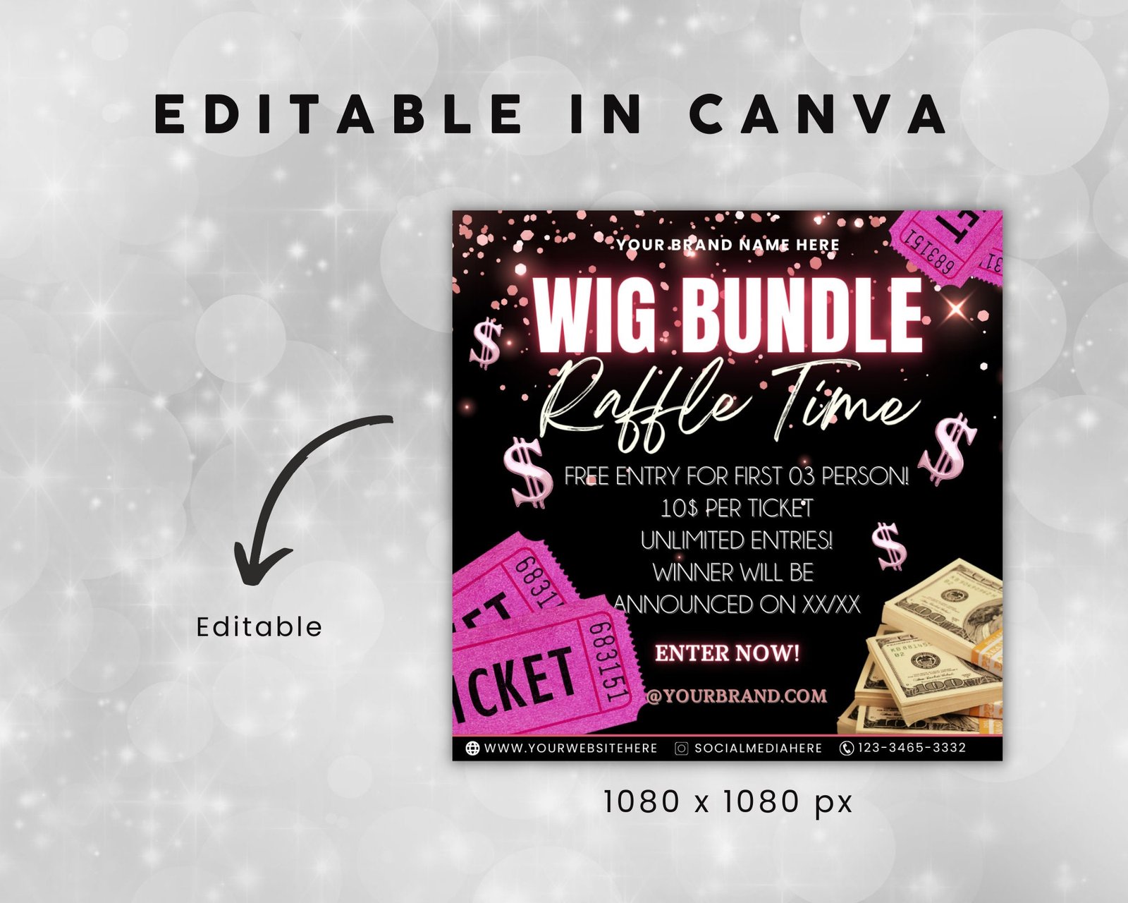 Raffle Flyer Template DIY Business Branding Giveaway Ticket - Image 4