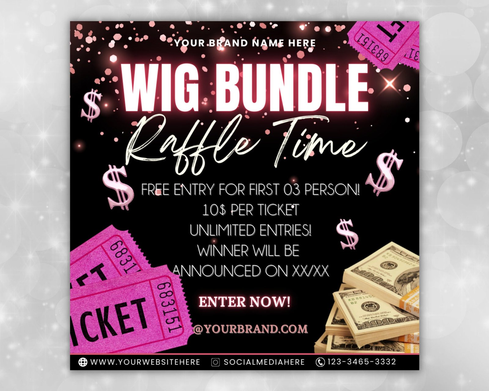 Raffle Flyer Template DIY Business Branding Giveaway Ticket - Image 2