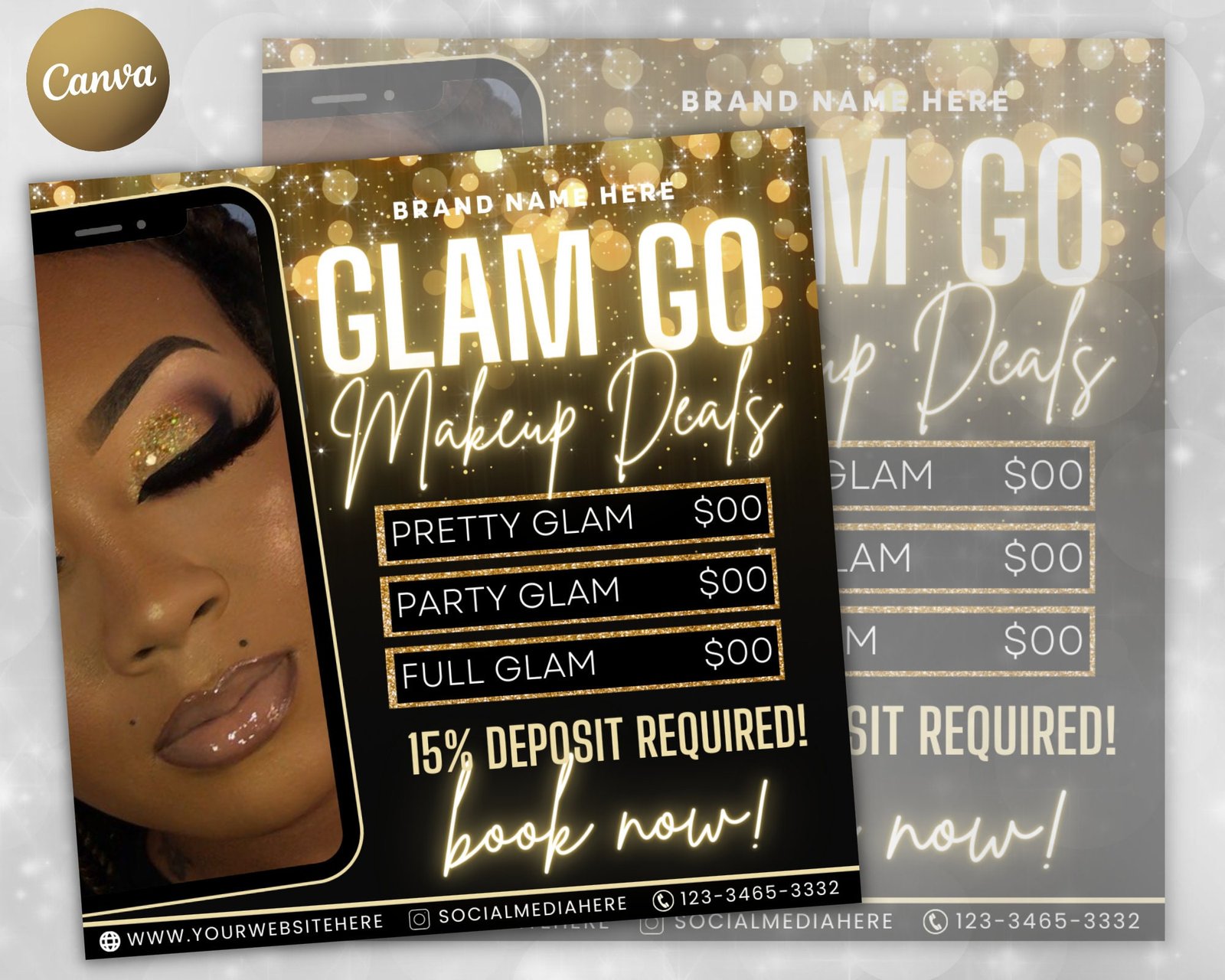 Editable Glam Go Makeup Special Deals Template Custom