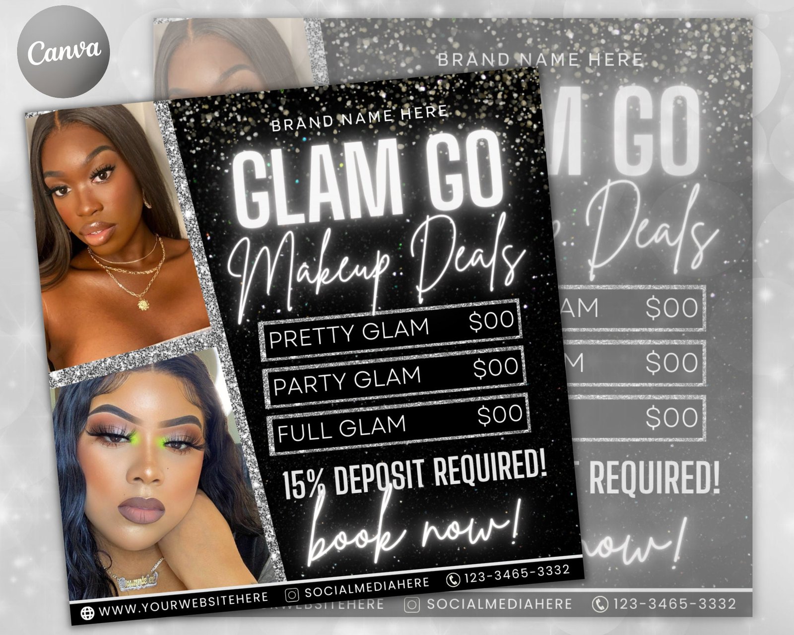 Editable Glam Go Makeup Special Deals Template Custom