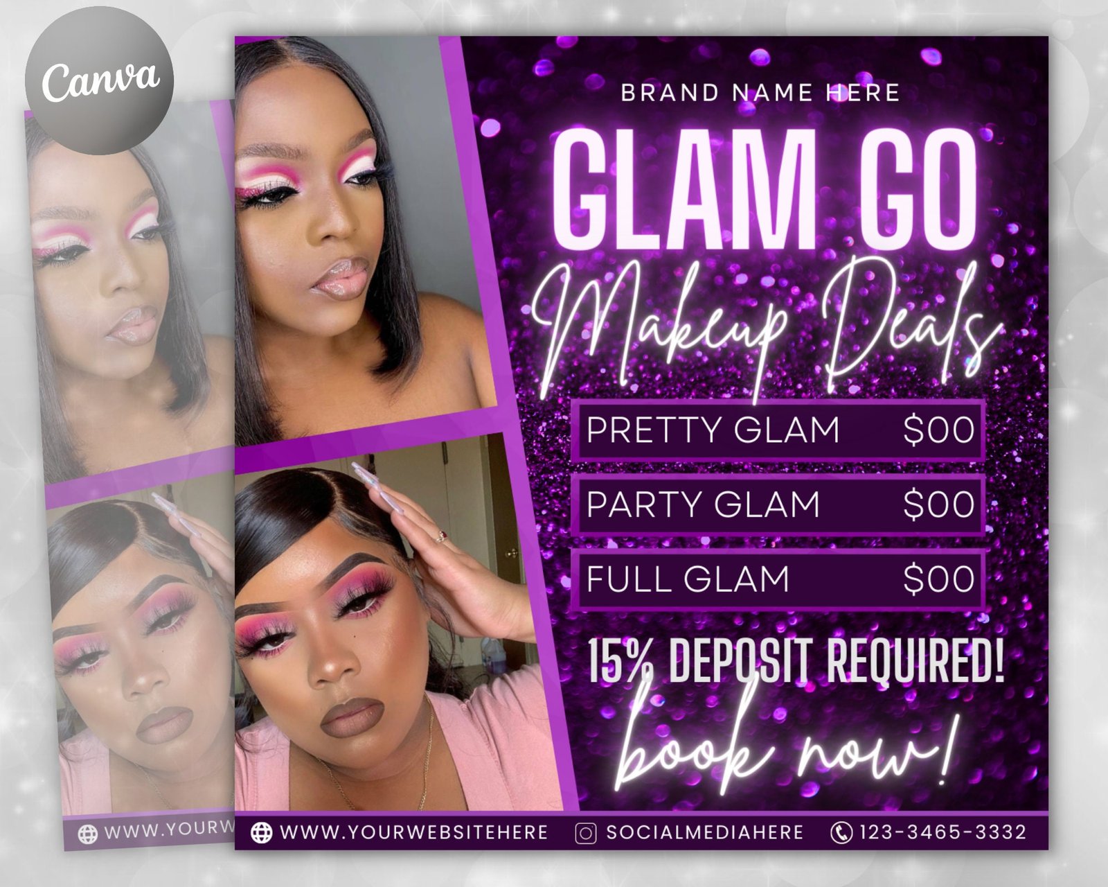 Editable Glam Go Makeup Special Deals Template Custom