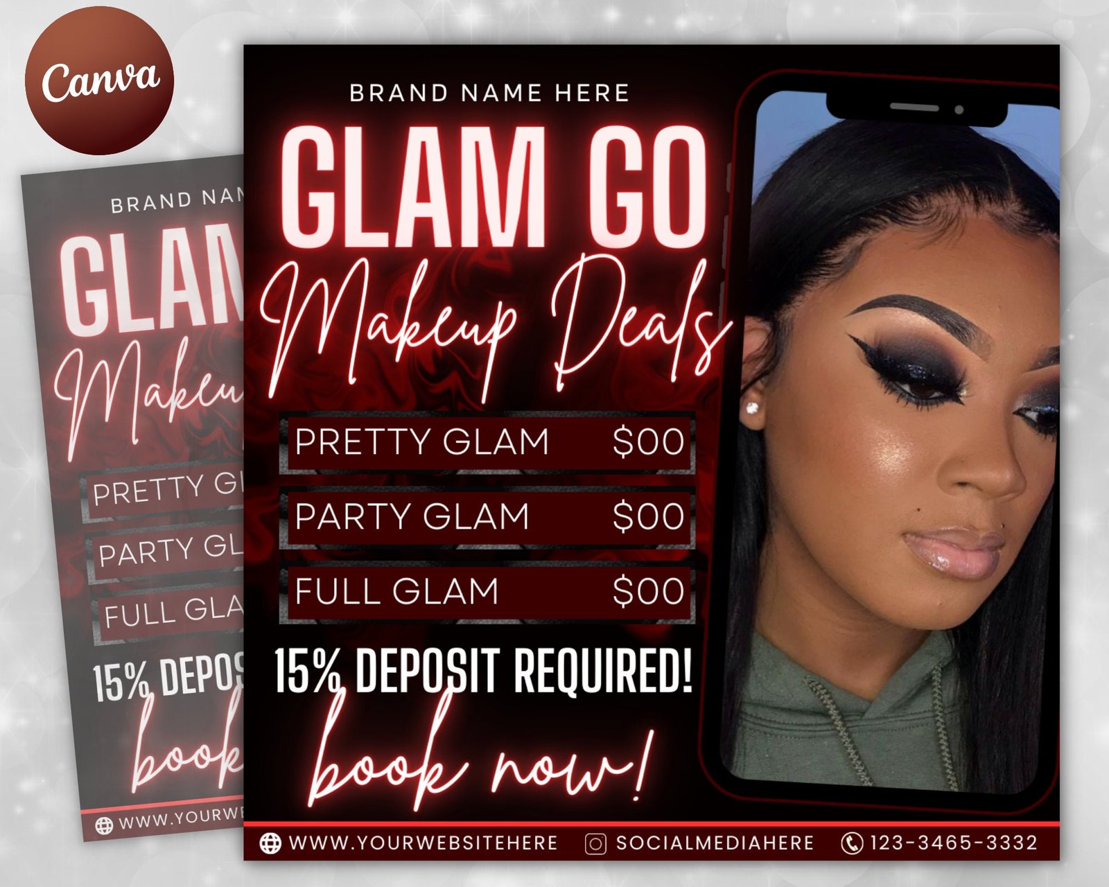 Editable Glam Go Makeup Special Deals Template Custom