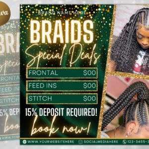Braids Specials Flyer DIY Hair Stylist Braiding Knotless