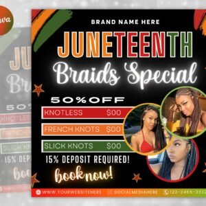 Juneteenth Flyer Juneteenth Sale Flyer Knotless Braids Flyer