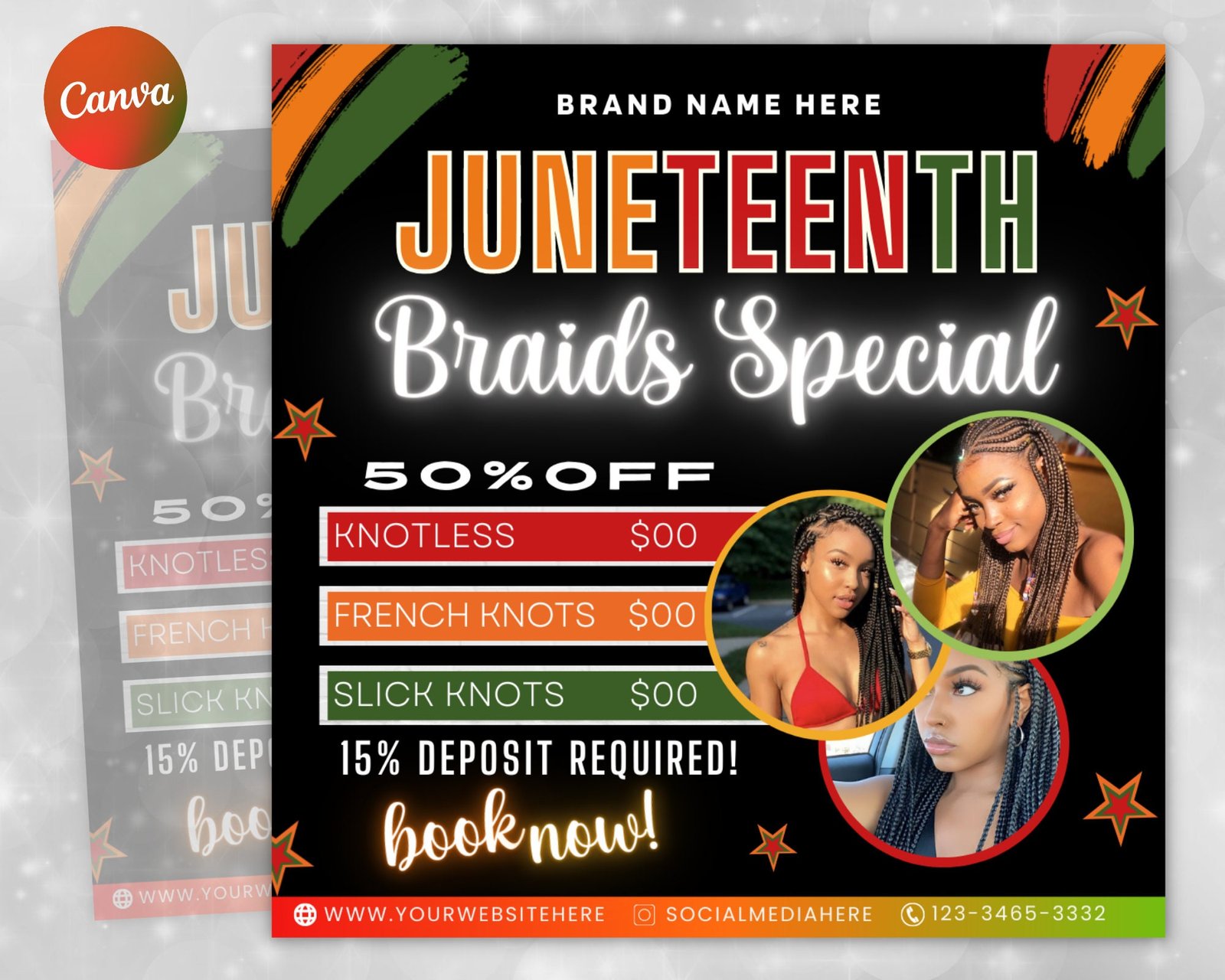 Juneteenth Flyer Juneteenth Sale Flyer Knotless Braids Flyer