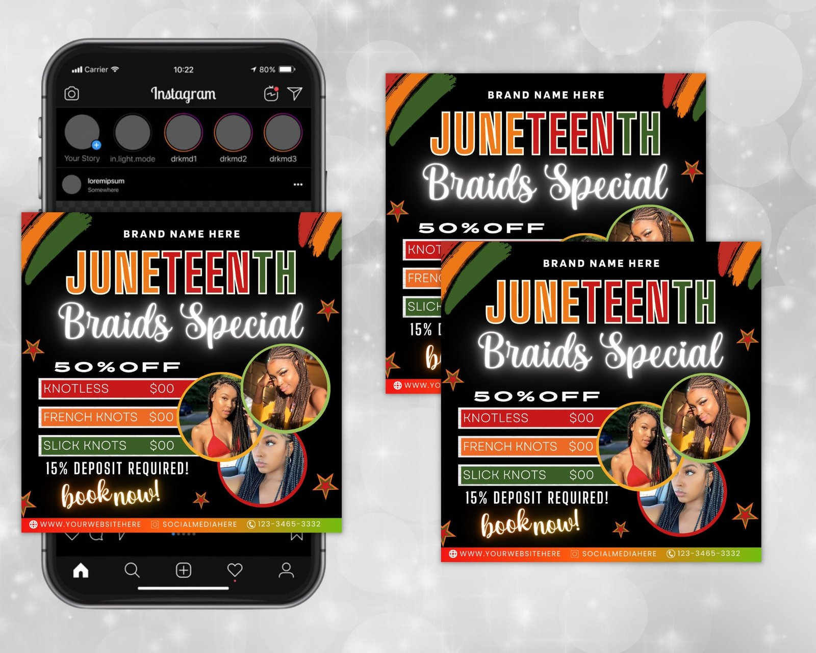 Juneteenth Flyer Juneteenth Sale Flyer Knotless Braids Flyer - Image 2