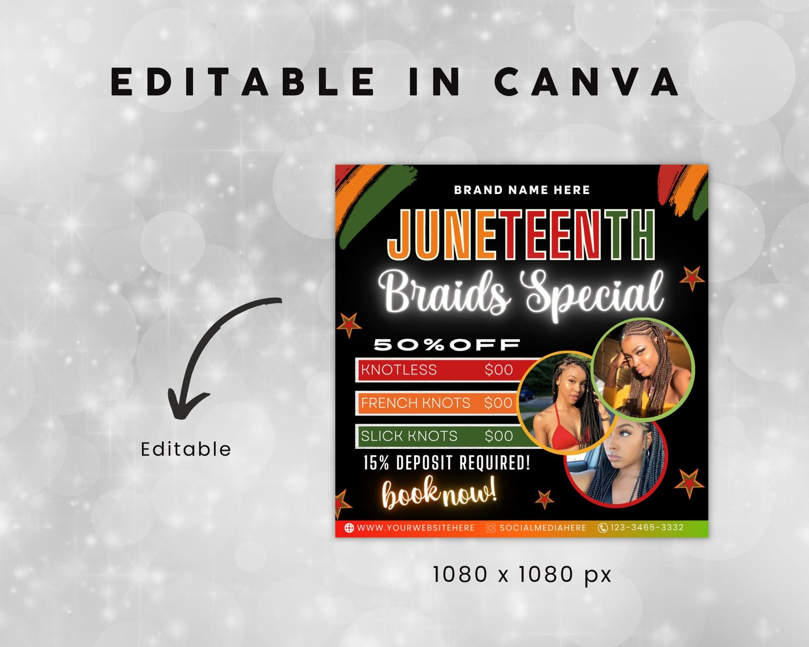 Juneteenth Flyer Juneteenth Sale Flyer Knotless Braids Flyer - Image 3