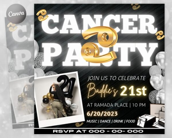 Cancer Birthday Flyer Birthday Template Birthday Girl Party