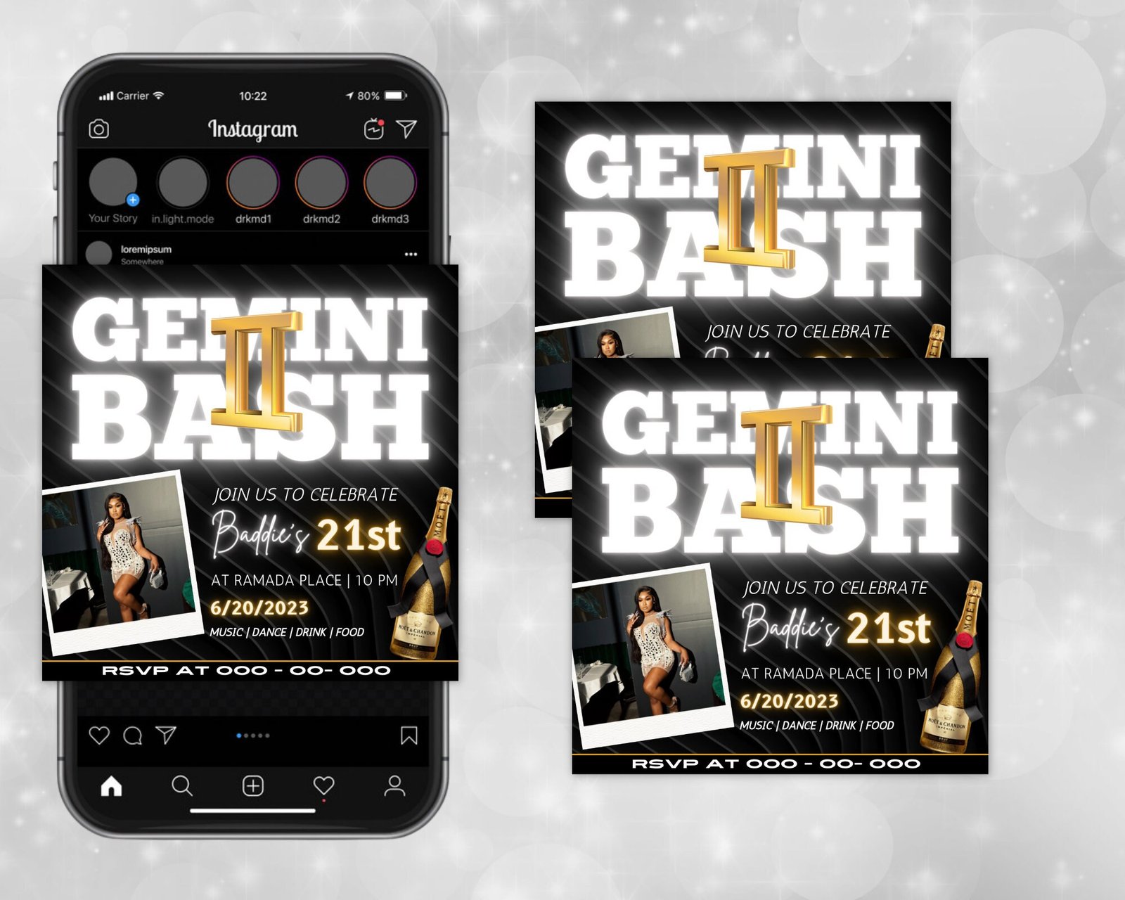 Gemini Birthday Flyer Birthday Template Birthday Girl Party - Image 2