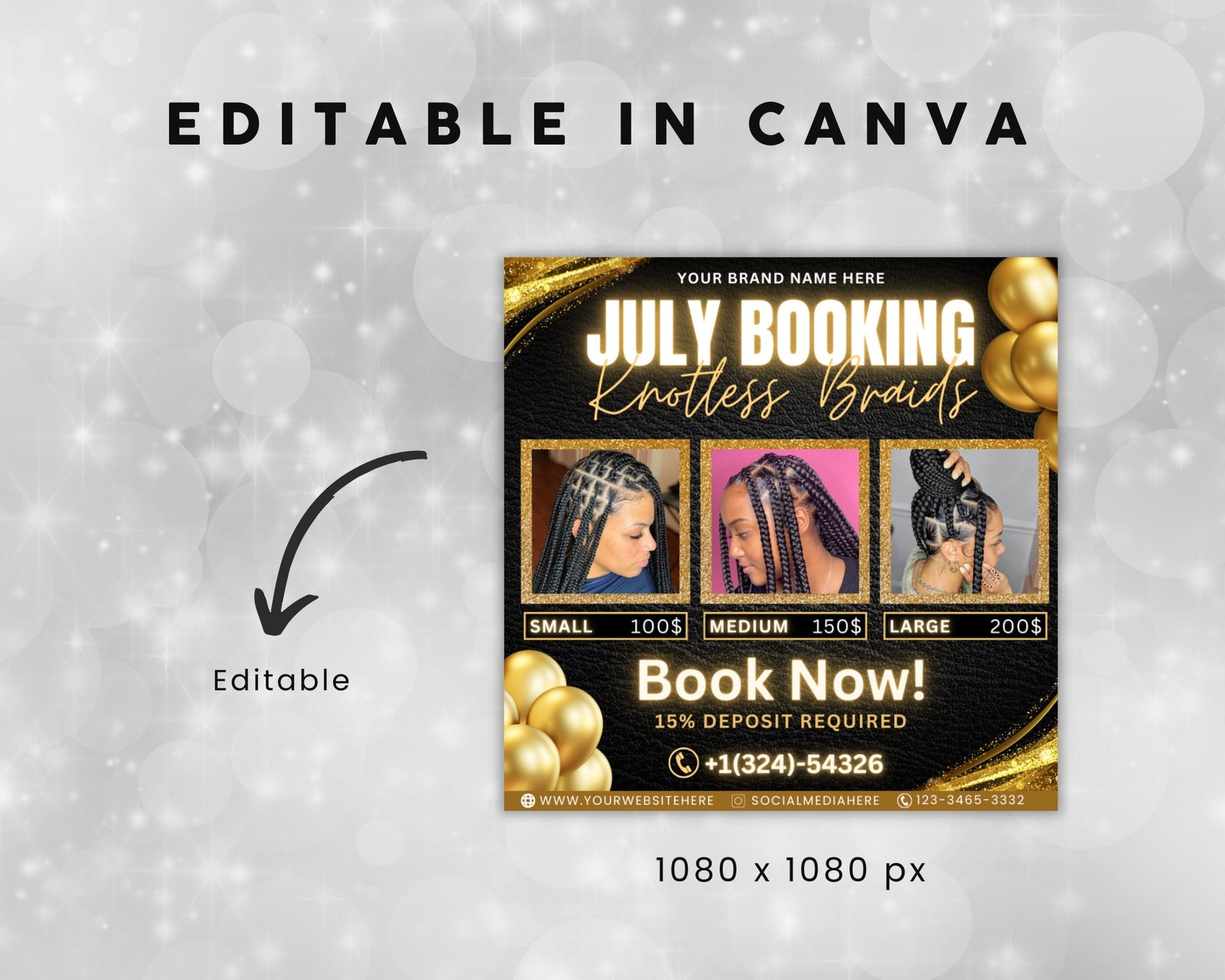 July Booking Flyer Hair Braiding Knotless Braids Flyer - Image 4