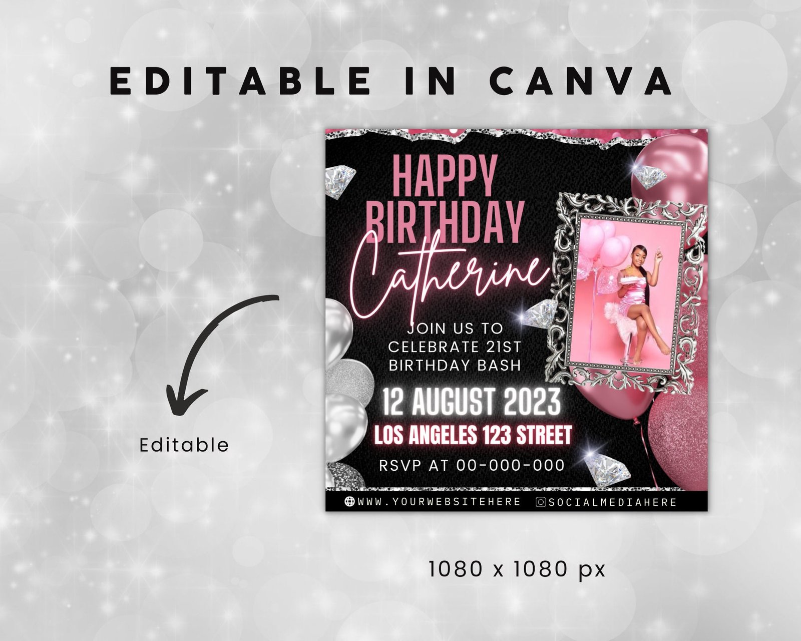 Birthday Bash Flyer Birthday Flyer Girl DIY Flyer - Image 3