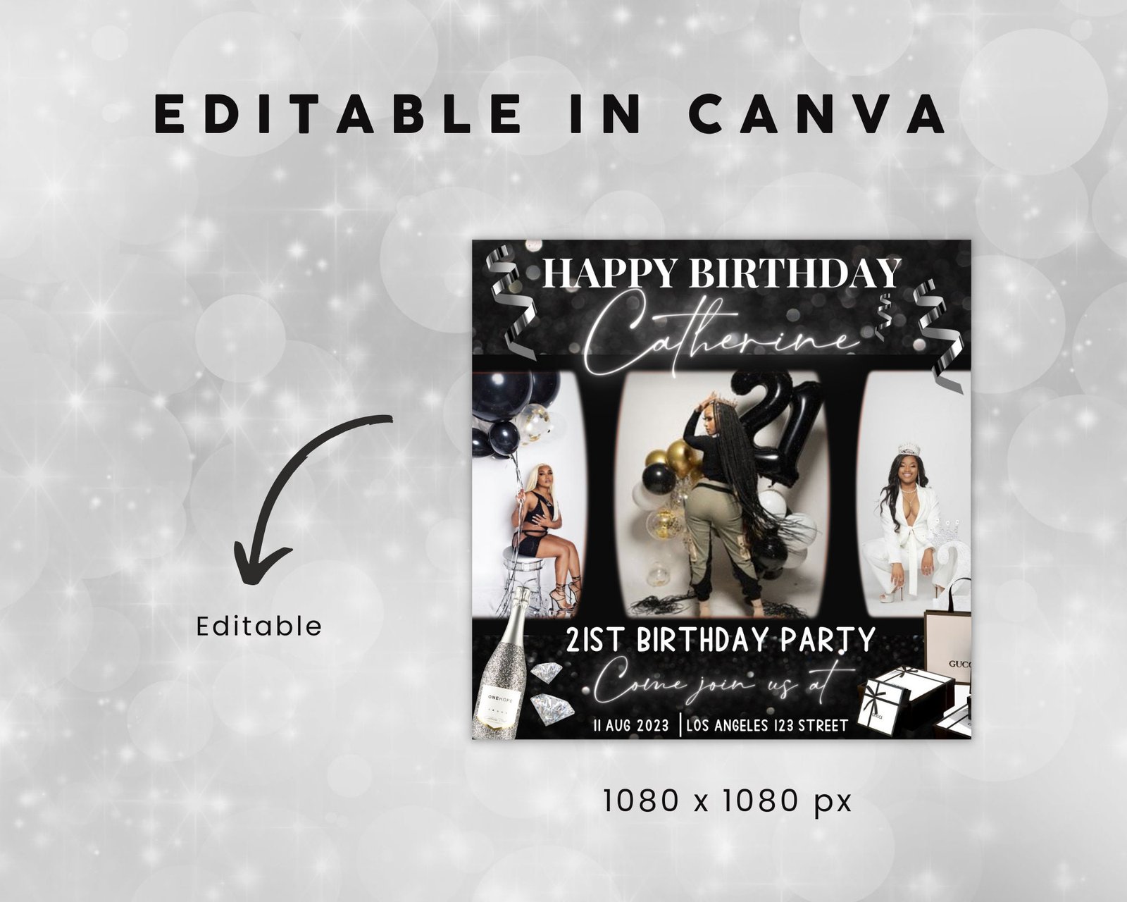 Editable Birthday Flyer Birthday Girl Invitation Birthday Flyer - Image 3