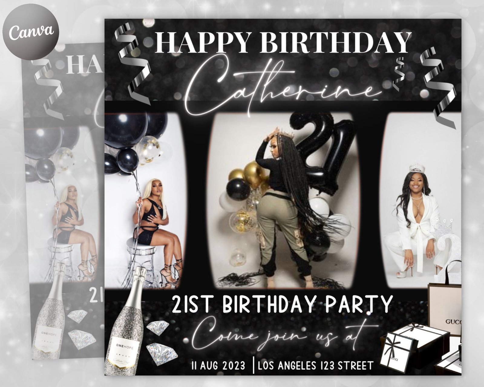 Editable Birthday Flyer Birthday Girl Invitation Birthday Flyer