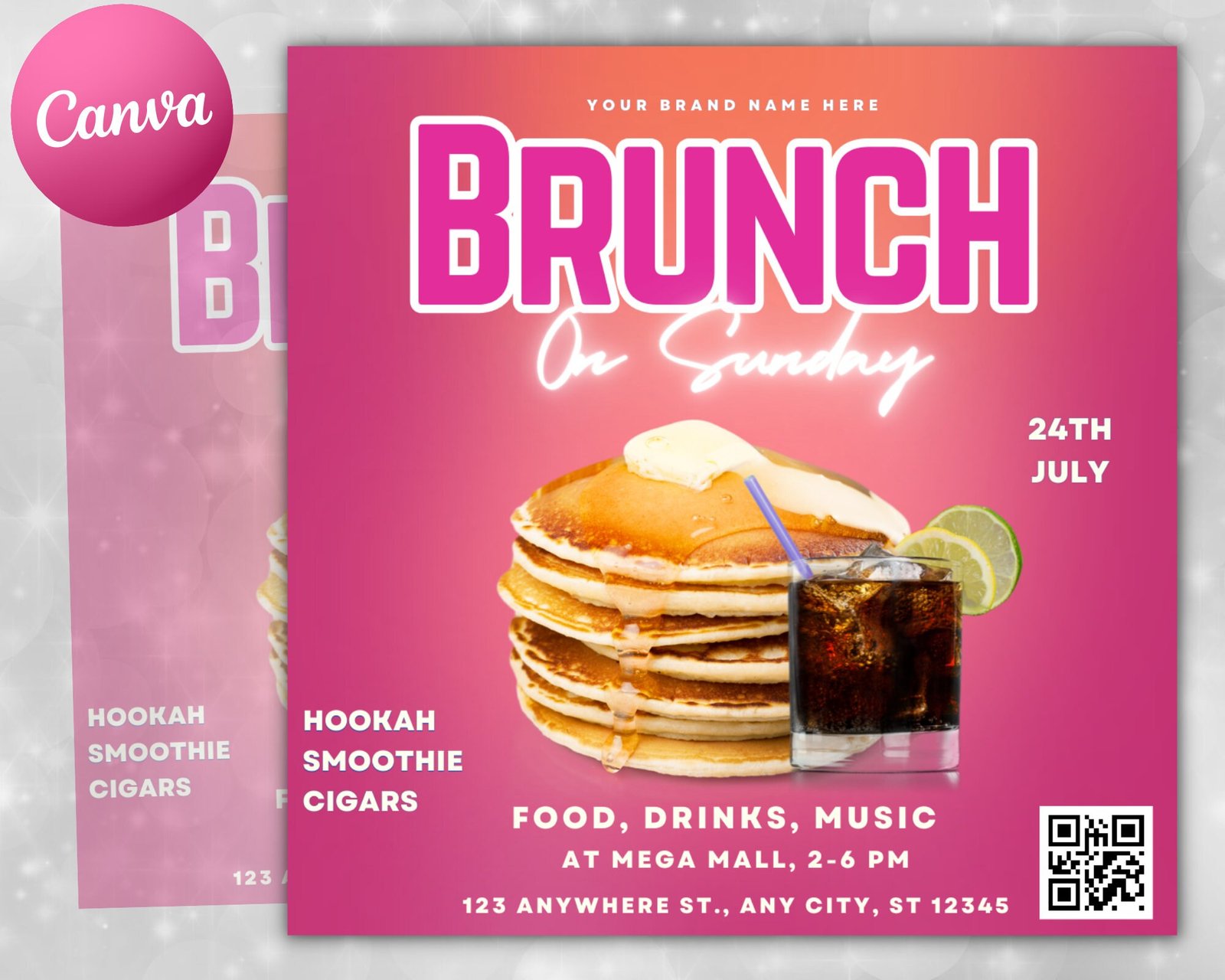 Brunch Flyer DIY Brunch Invitation Birthday Brunch Flyer