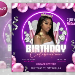 Happy Birthday Flyer Editable Birthday Flyer Birthday Girl