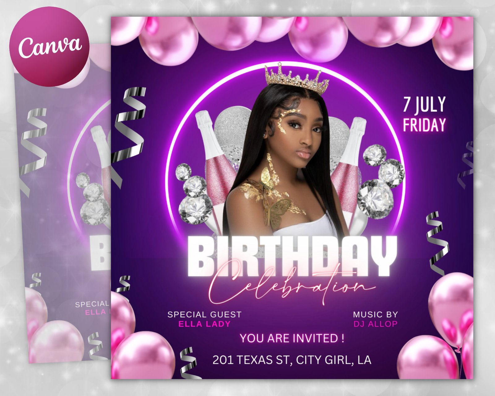 Happy Birthday Flyer Editable Birthday Flyer Birthday Girl