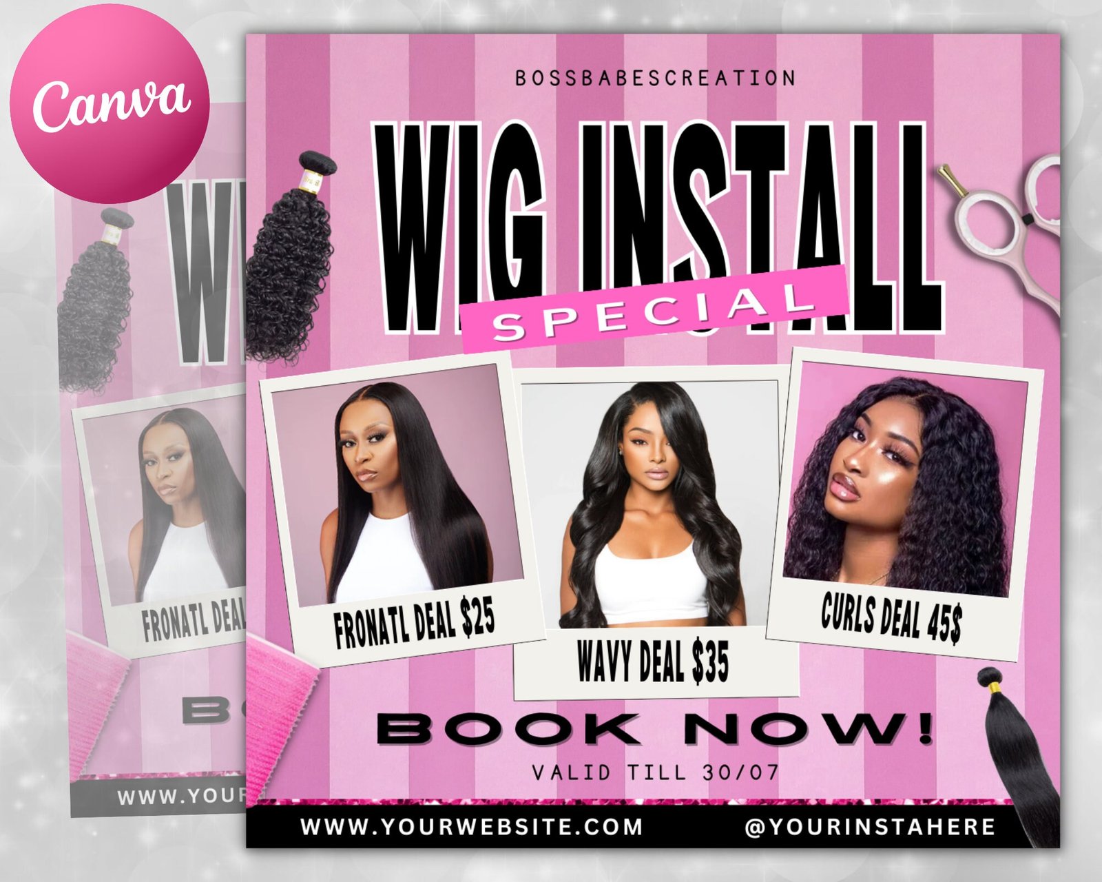 Wig Install Specials Flyer DIY Hair Salon Appointment