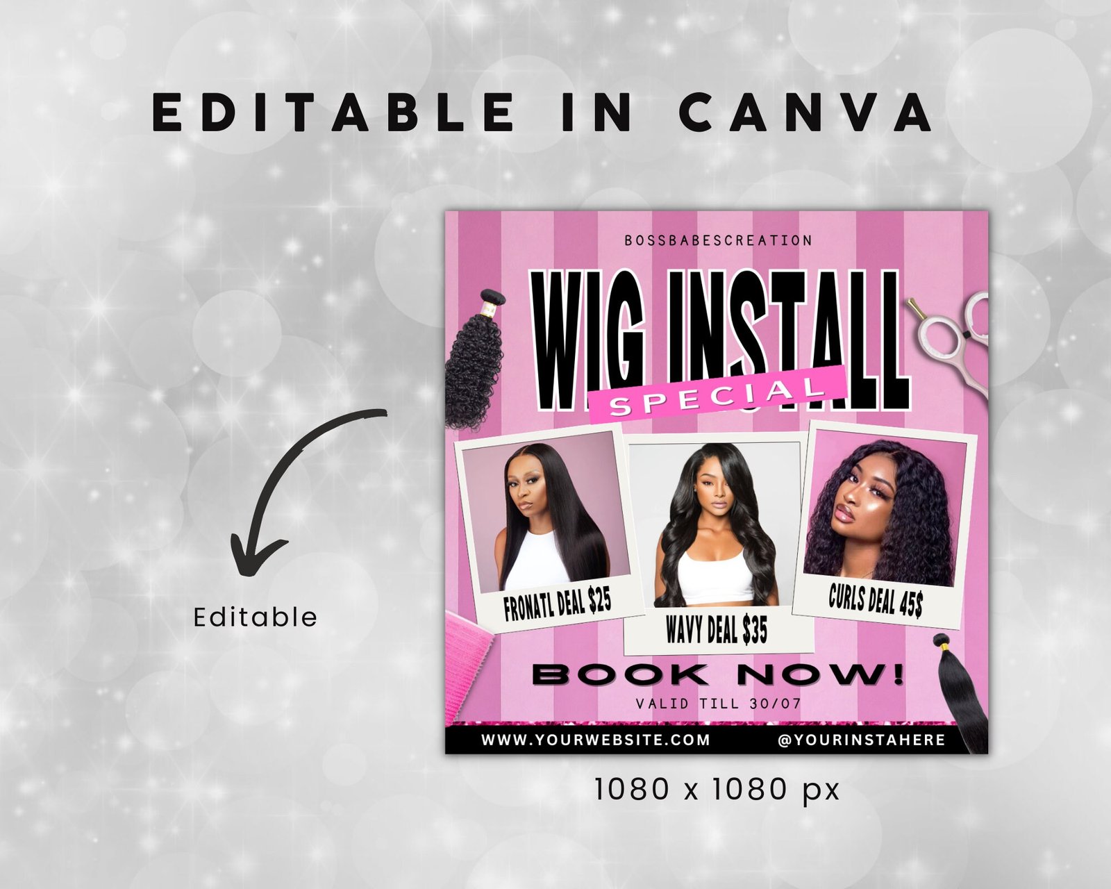 Wig Install Specials Flyer DIY Hair Salon Appointment - Image 3