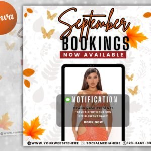 Editable September Booking Flyer Fall Bookings Available Appointment