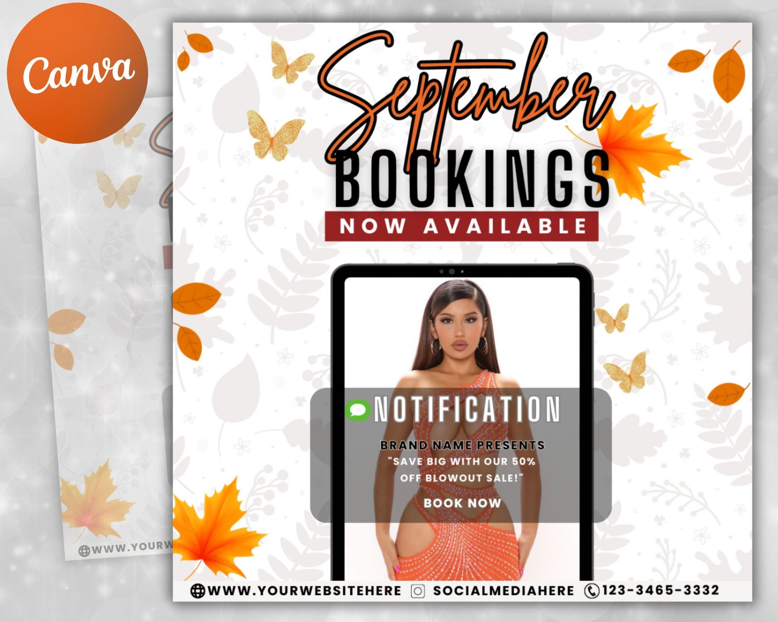 Editable September Booking Flyer Fall Bookings Available Appointment