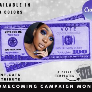 Homecoming Campaign Money Editable Fake Money Prom Queen