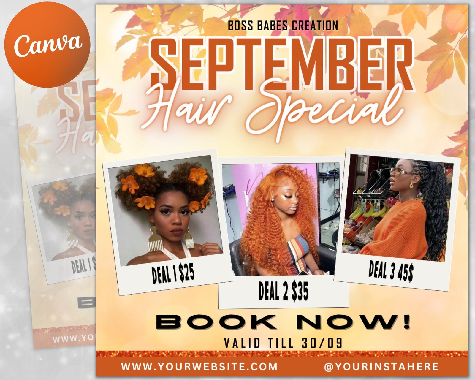 Editable September Fall Flyer Hair Special Flyer Appointment