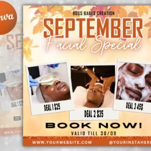 Editable September Booking Flyer Fall Facial Special Appointment