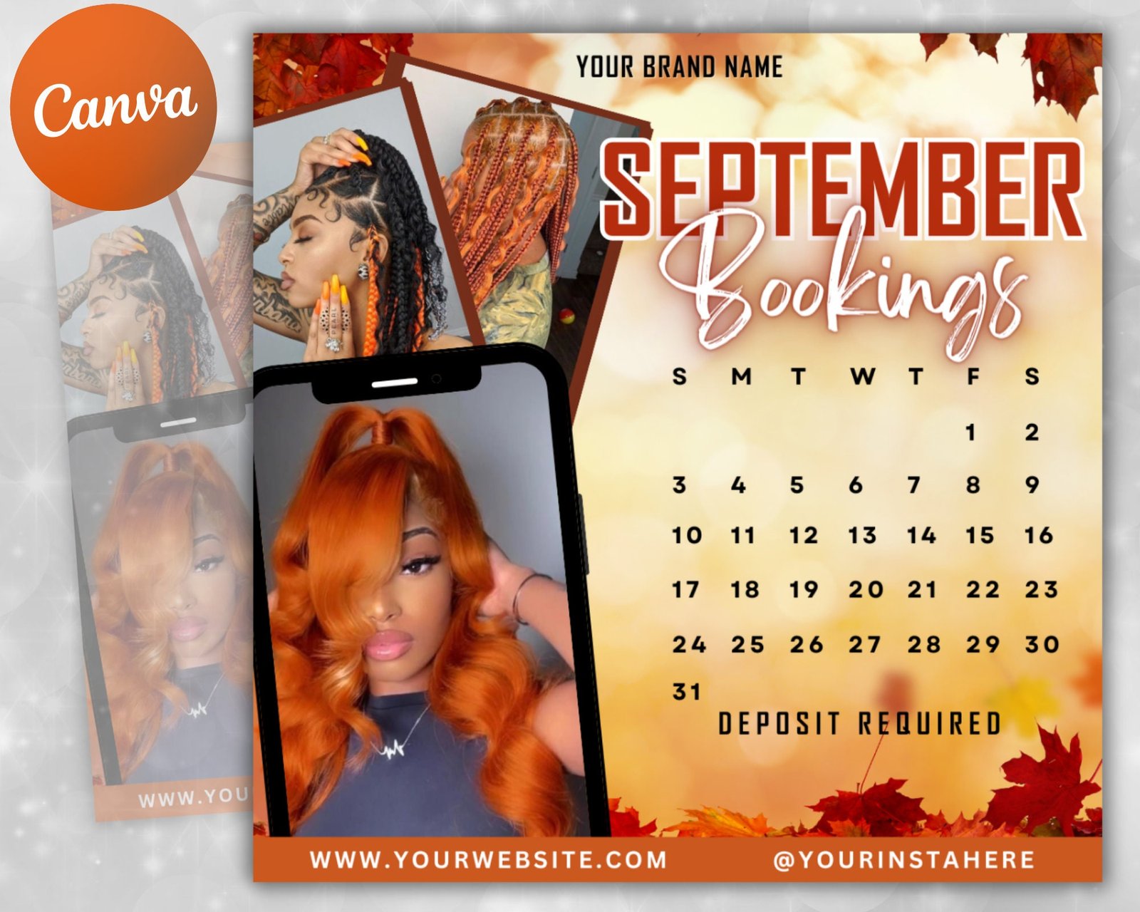 Editable September Fall Flyer Booking Now Available Appointment