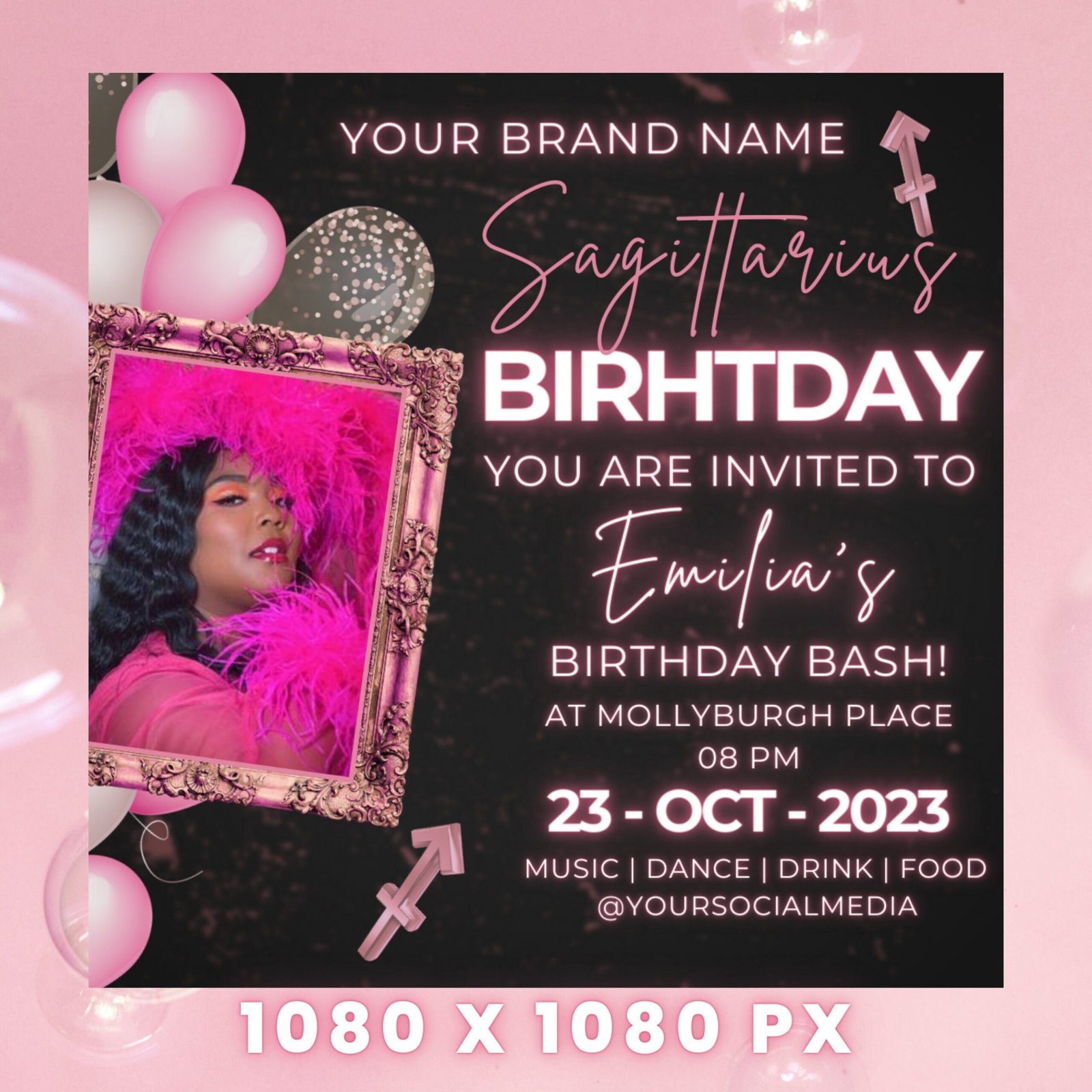 Editable Sagittarius Birthday Flyer Birthday Template Birthday Girl - Image 3