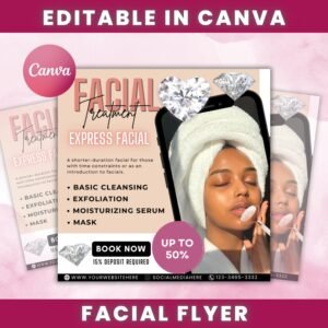 Facial Specials Flyer DIY Canva Template Facial Treatment