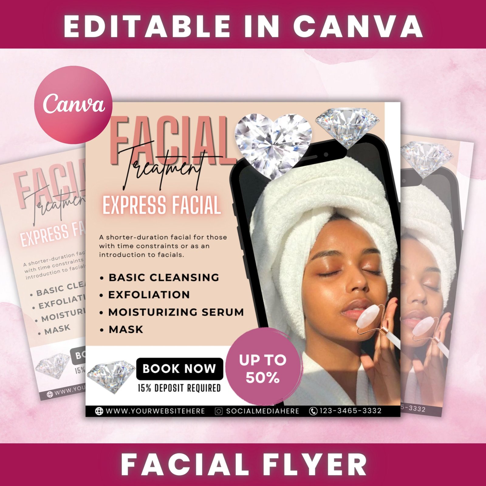 Facial Specials Flyer DIY Canva Template Facial Treatment