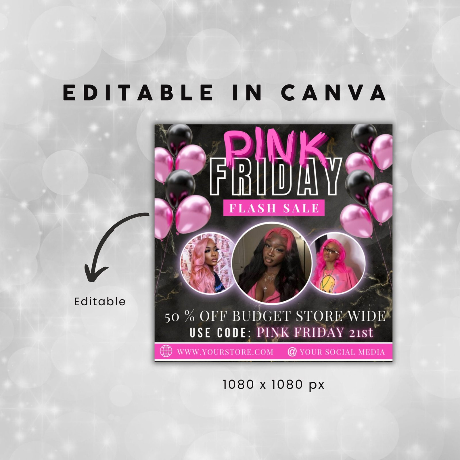 Editable Black Friday Flyer Black Friday Sales Pink - Image 3
