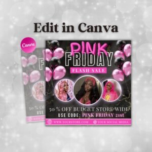 Editable Black Friday Flyer Black Friday Sales Pink