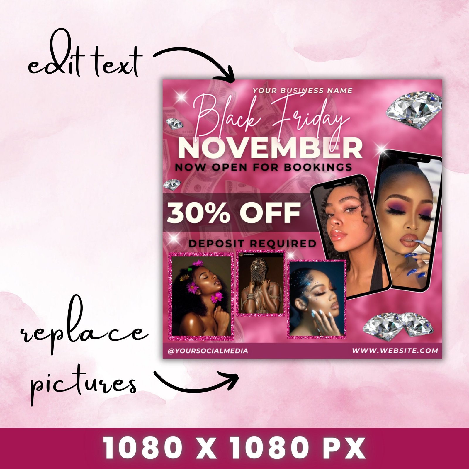 Black Friday Flyer November Booking Flyer Pink Flyer - Image 4