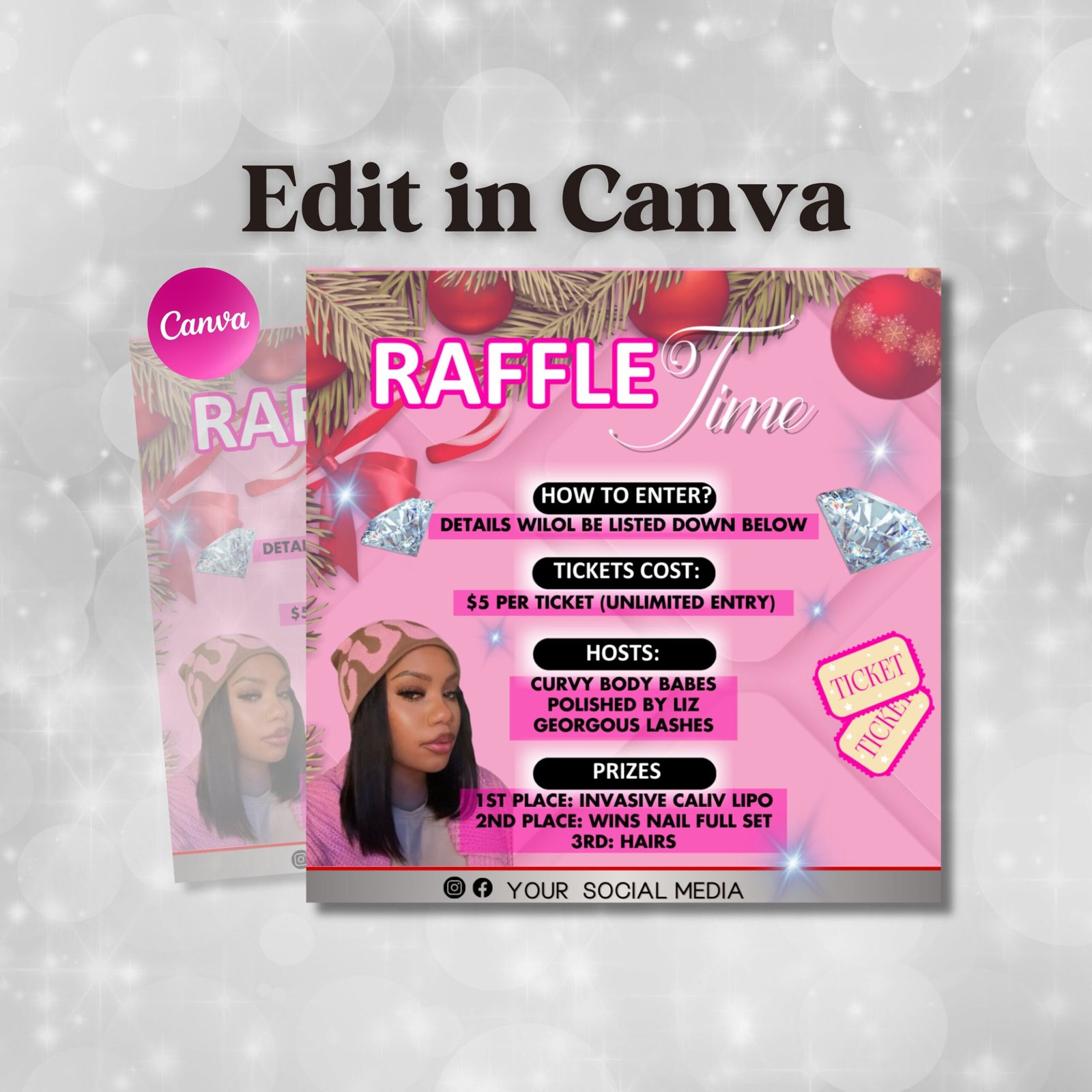 Christmas Raffle Flyer Christmas Flyer DIY Flyer Design