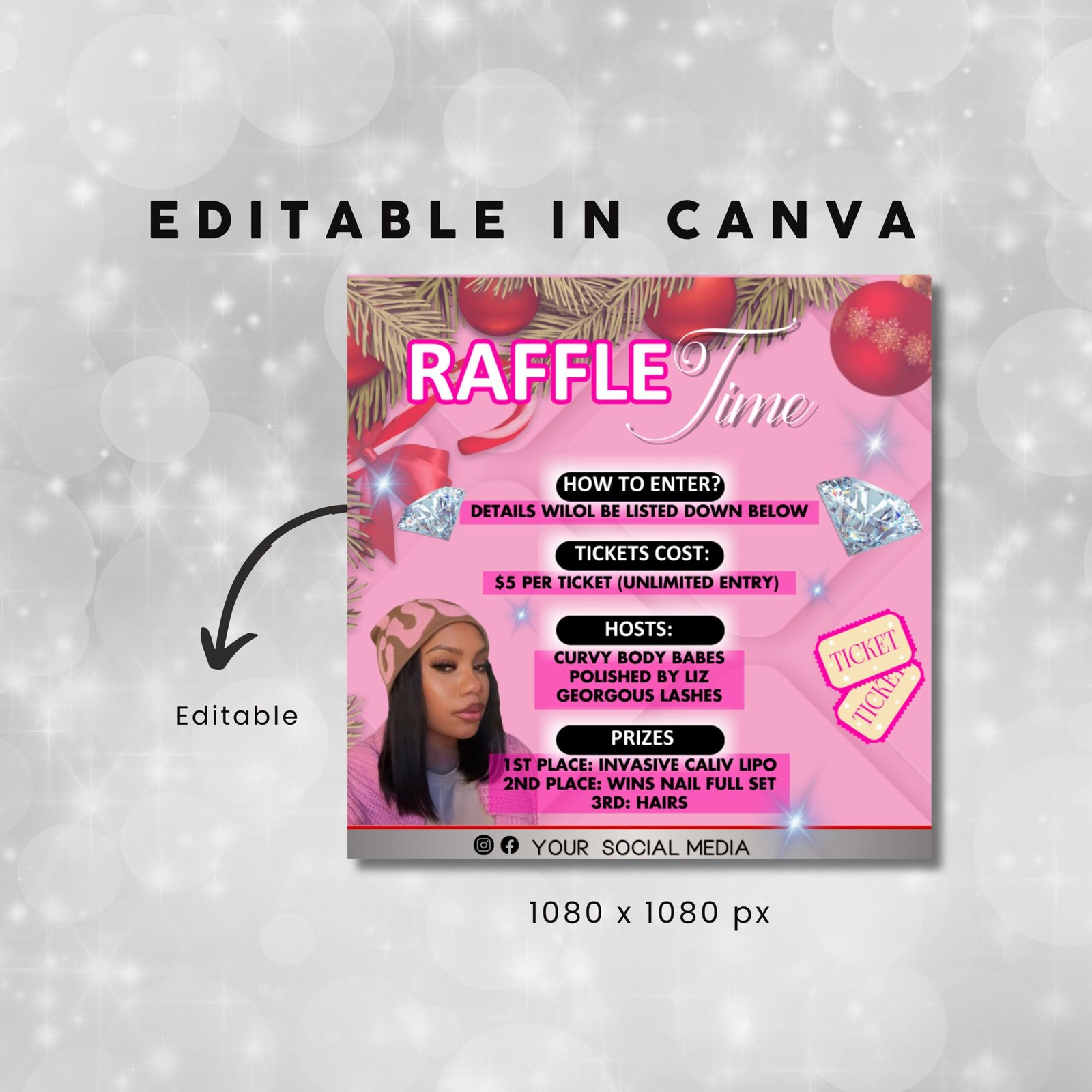 Christmas Raffle Flyer Christmas Flyer DIY Flyer Design - Image 3