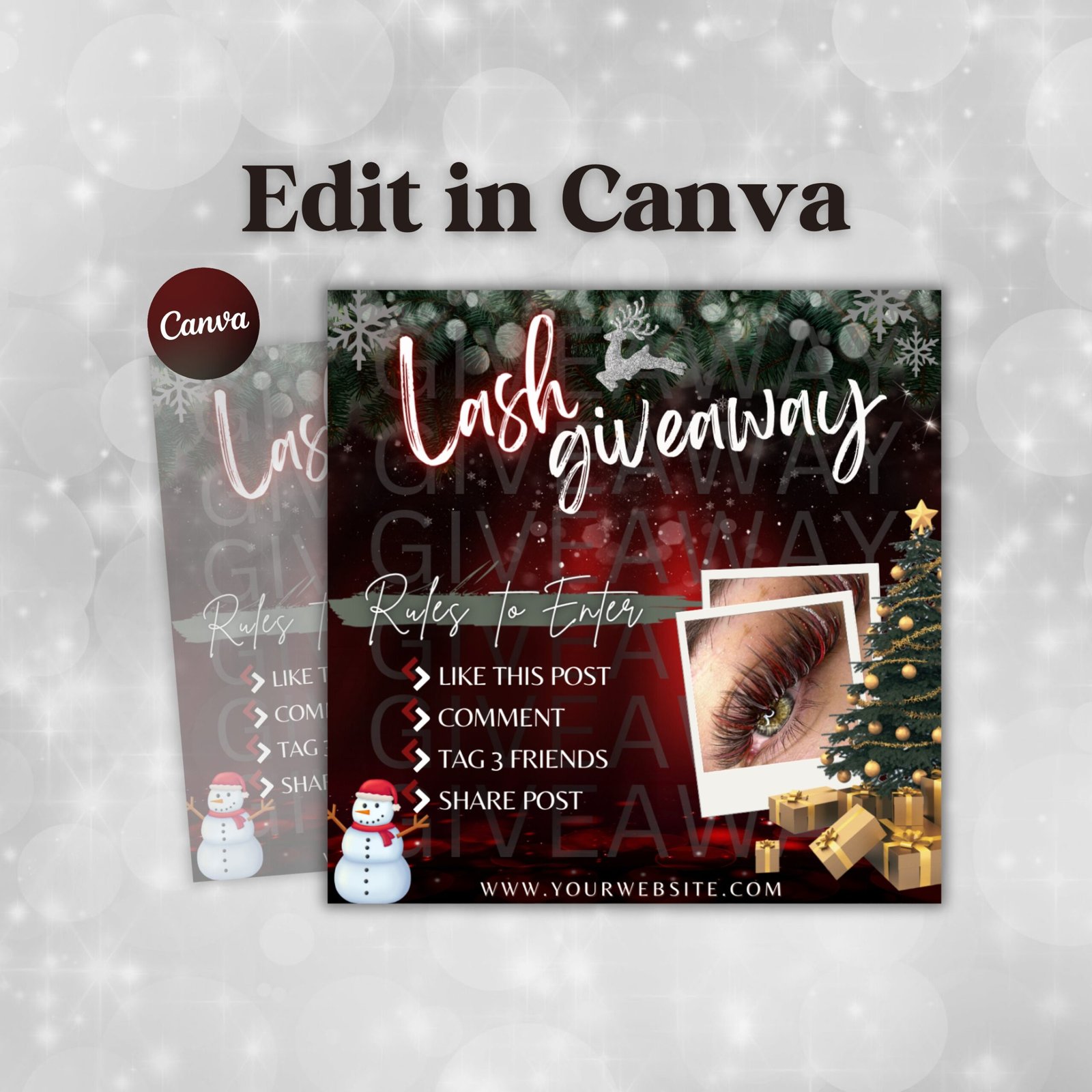 Christmas Flyer Giveaway Flyer Lash Social Media Flyer