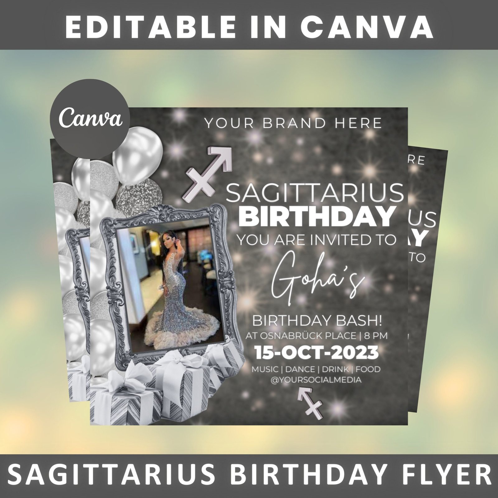 Sagittarius Birthday Flyer Birthday Template Birthday Girl Party