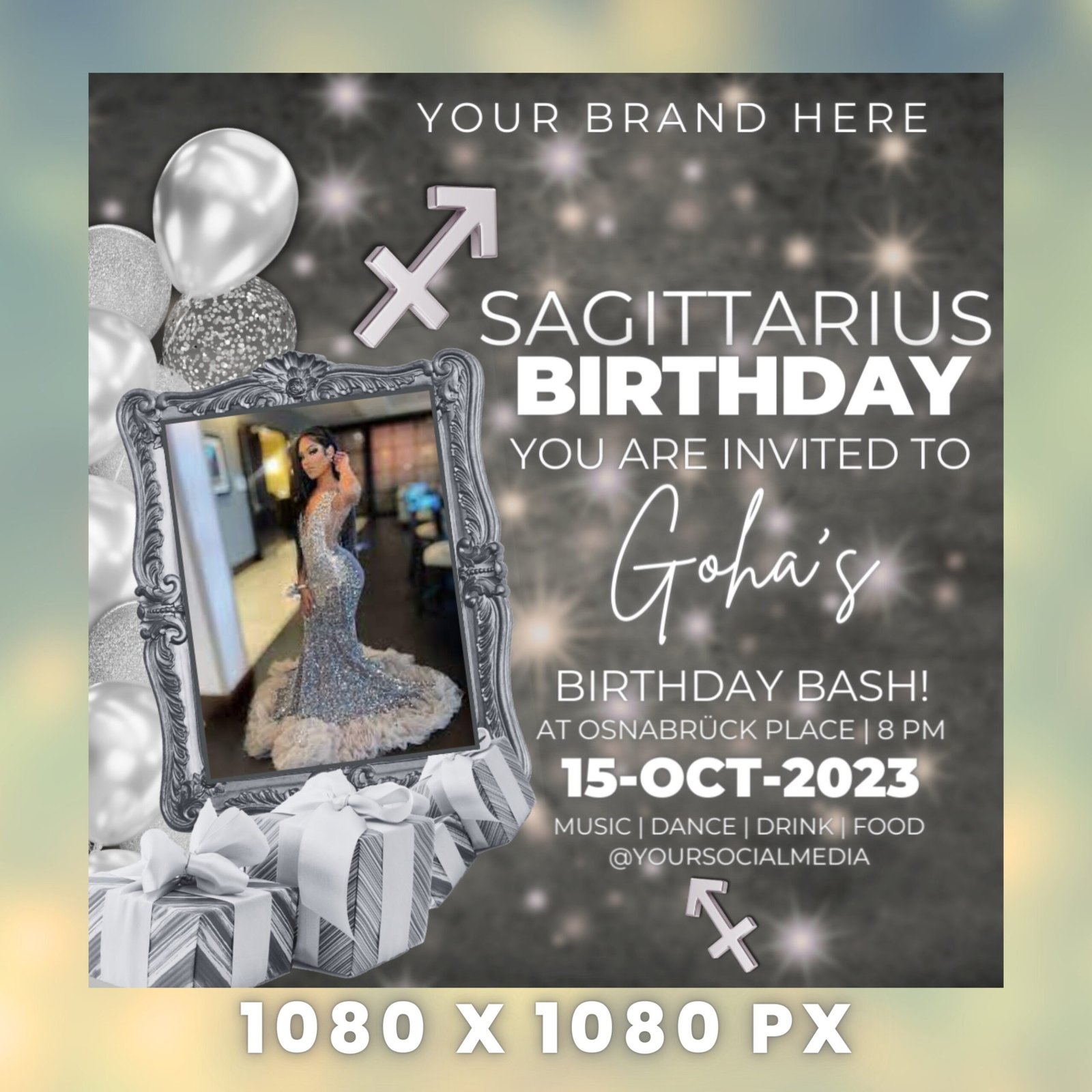 Sagittarius Birthday Flyer Birthday Template Birthday Girl Party - Image 3