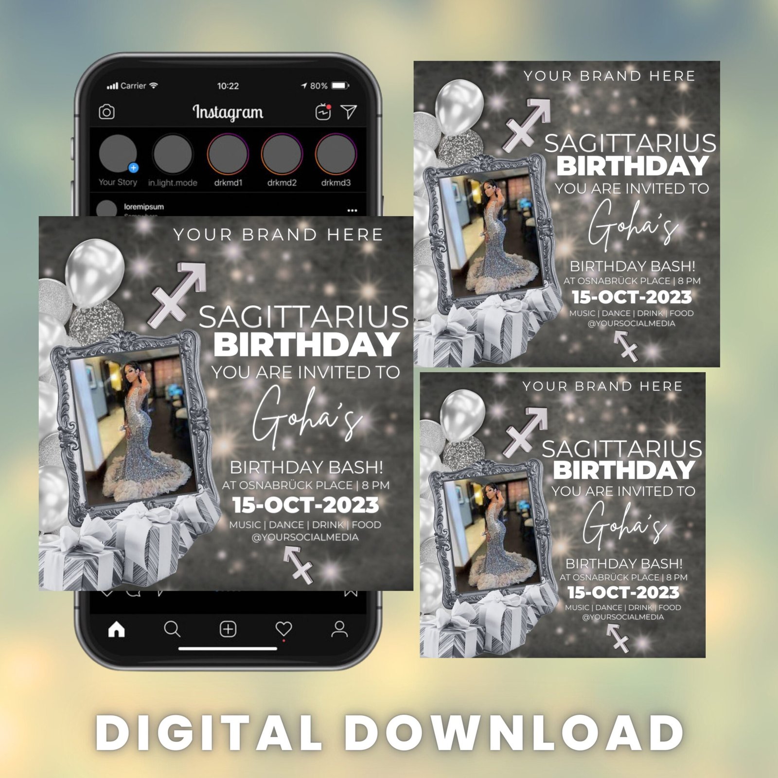 Sagittarius Birthday Flyer Birthday Template Birthday Girl Party - Image 2