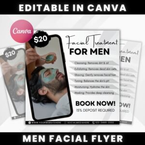 Men’s Facial Specials Flyer DIY Canva Template Facial
