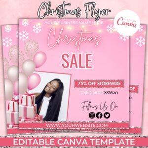 Pink Christmas Sale Flyer DIY Flyer Template Design