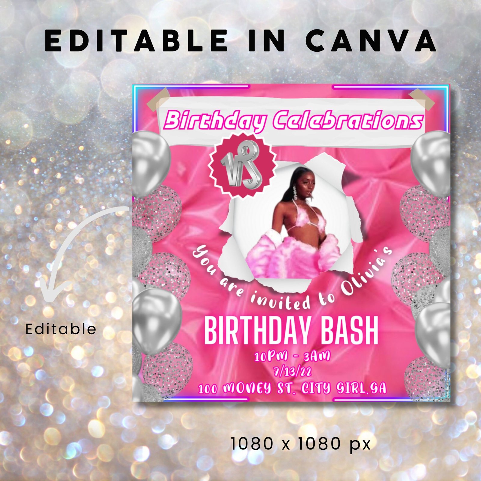 Capricorn Birthday Flyer Birthday Girl Happy Birthday Flyer - Image 3