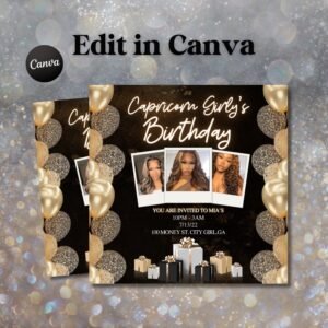 Capricorn Birthday Flyer Birthday Template Birthday Girl Party