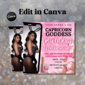 Capricorn Birthday Flyer Pink Birthday Template Birthday Girl