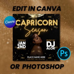 Capricorn Birthday Flyer Capricorn Birthday Invitation Capricorn Season