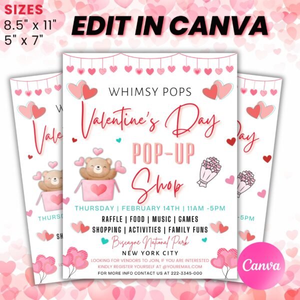 Valentine Pop Up Shop Flyer Valentine Event Flyer