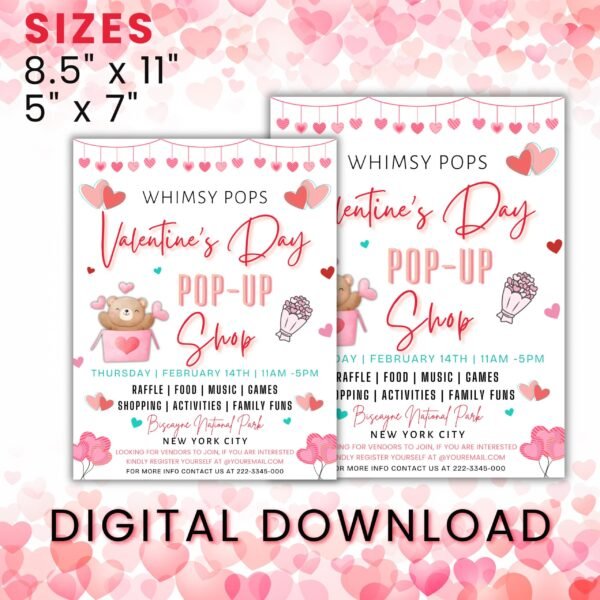 Valentine Pop Up Shop Flyer Valentine Event Flyer - Image 2